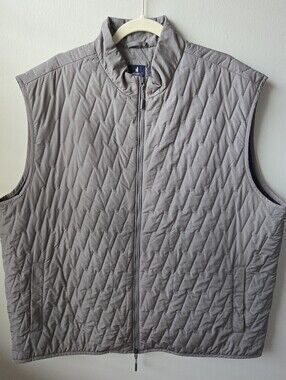 johnnie-O Quilted Zip Vest in Taupe Gray